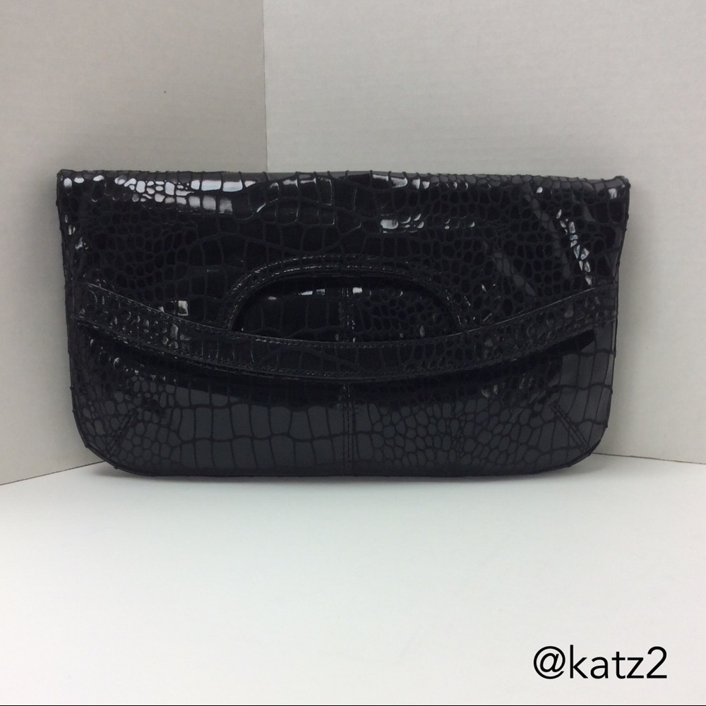 Nine West Black Reptile-look Fold Em Clutch - Picture 4 of 9